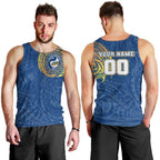 Personalized Parramatta Eels Men Tank Top Polynesian Tribal Chest and Sleeve Tattoo