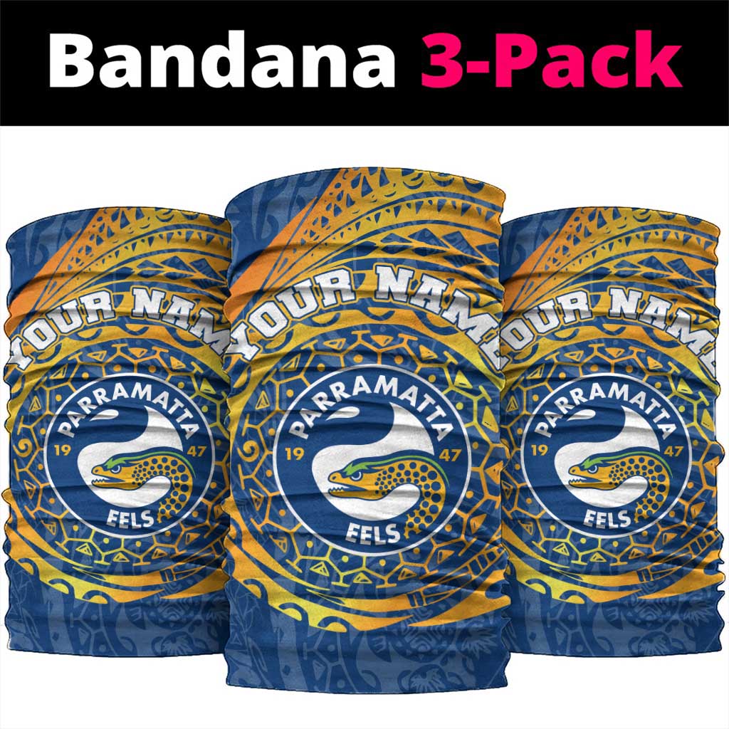Personalized Parramatta Eels Neck Gaiter Polynesian Tribal Chest and Sleeve Tattoo