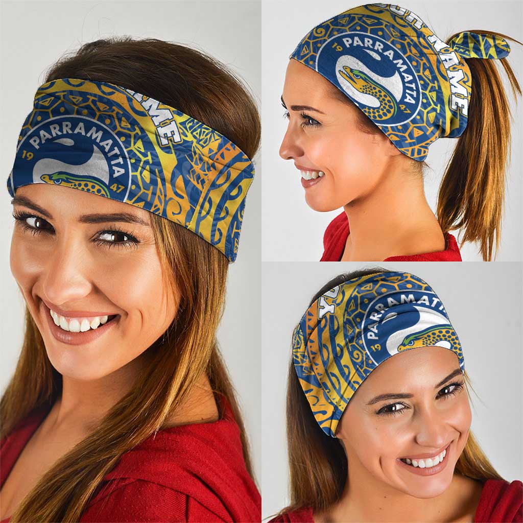 Personalized Parramatta Eels Neck Gaiter Polynesian Tribal Chest and Sleeve Tattoo