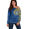 Personalized Parramatta Eels Off Shoulder Sweater Polynesian Tribal Chest and Sleeve Tattoo