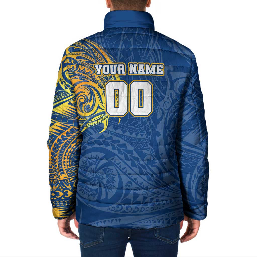 Personalized Parramatta Eels Padded Jacket Polynesian Tribal Chest and Sleeve Tattoo