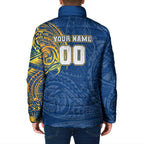 Personalized Parramatta Eels Padded Jacket Polynesian Tribal Chest and Sleeve Tattoo