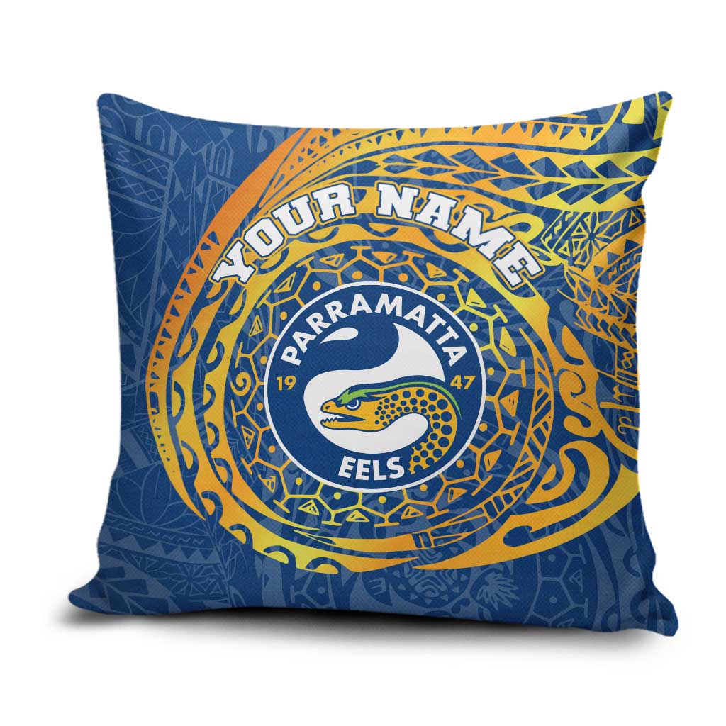 Personalized Parramatta Eels Pillow Cover Polynesian Tribal Chest and Sleeve Tattoo