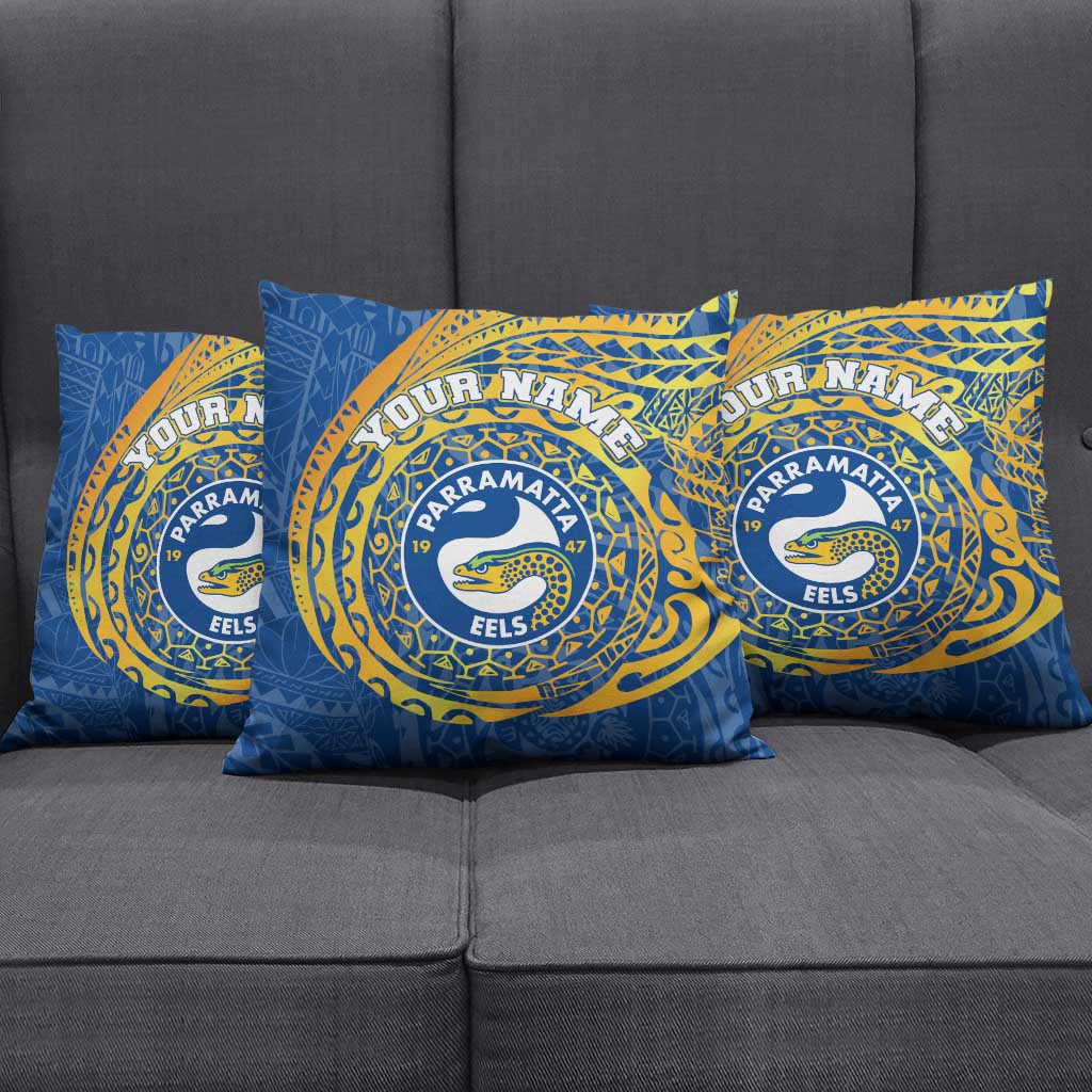 Personalized Parramatta Eels Pillow Cover Polynesian Tribal Chest and Sleeve Tattoo