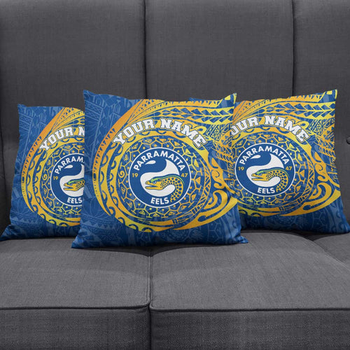 Personalized Parramatta Eels Pillow Cover Polynesian Tribal Chest and Sleeve Tattoo