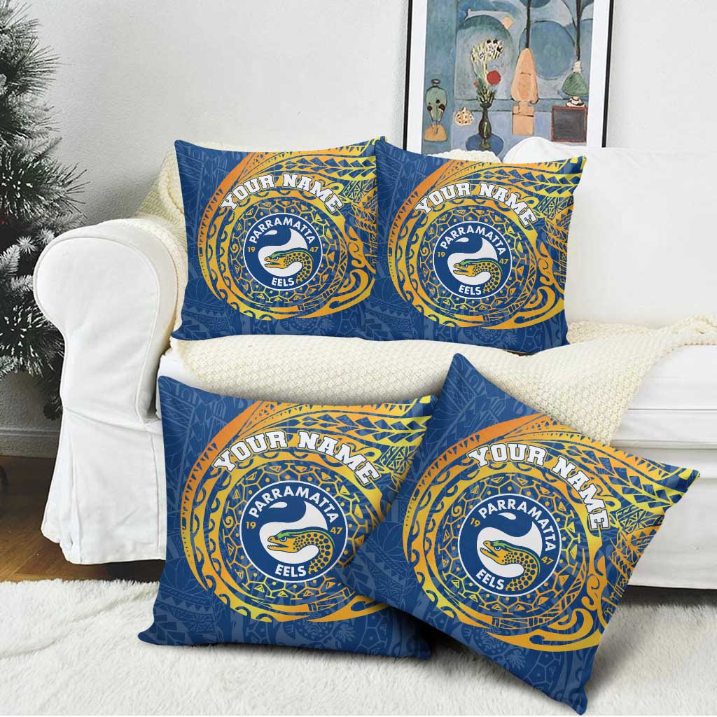 Personalized Parramatta Eels Pillow Cover Polynesian Tribal Chest and Sleeve Tattoo