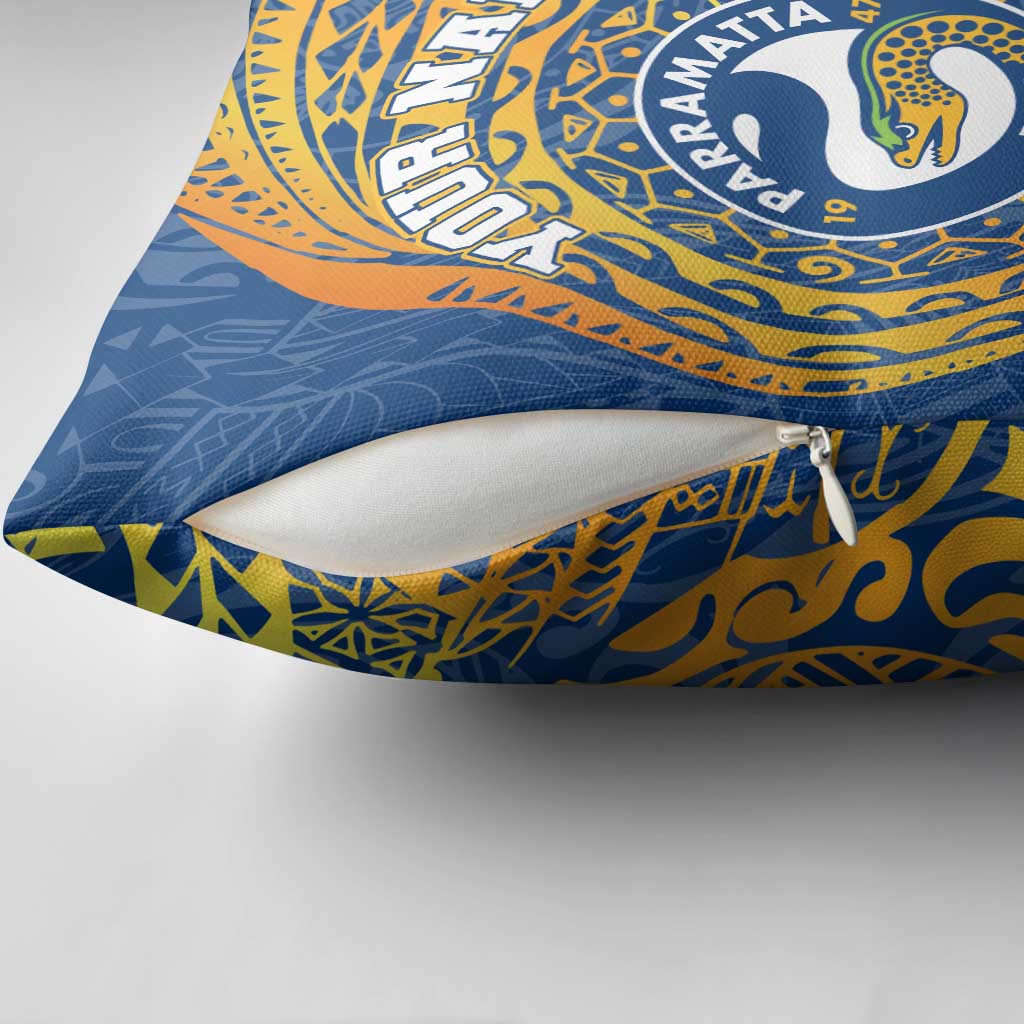Personalized Parramatta Eels Pillow Cover Polynesian Tribal Chest and Sleeve Tattoo
