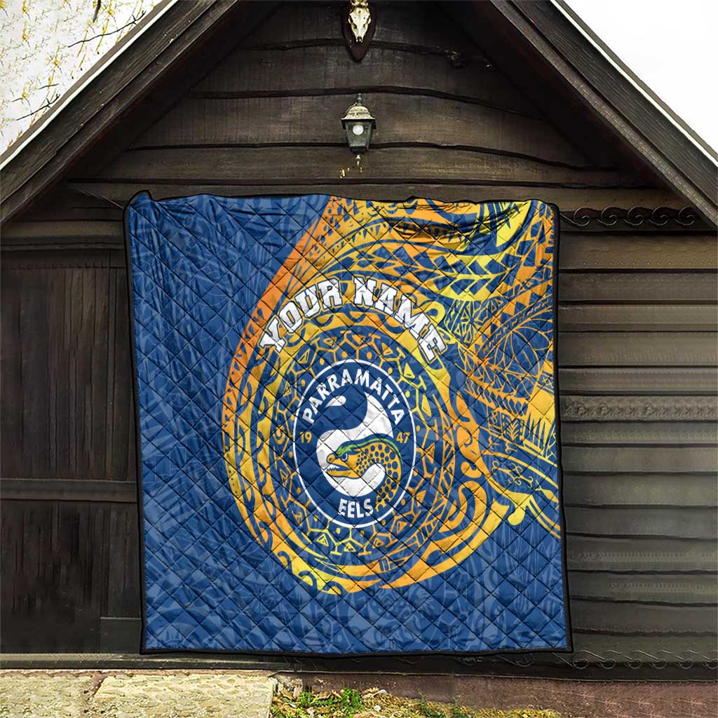 Personalized Parramatta Eels Quilt Polynesian Tribal Chest and Sleeve Tattoo