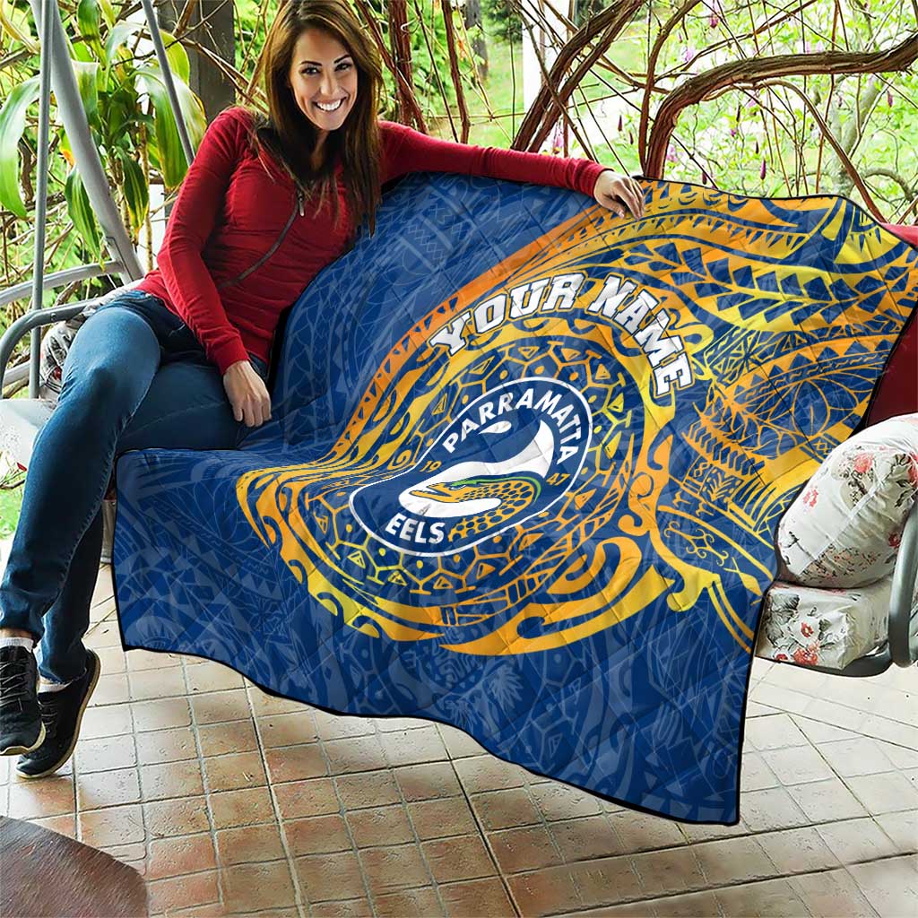 Personalized Parramatta Eels Quilt Polynesian Tribal Chest and Sleeve Tattoo