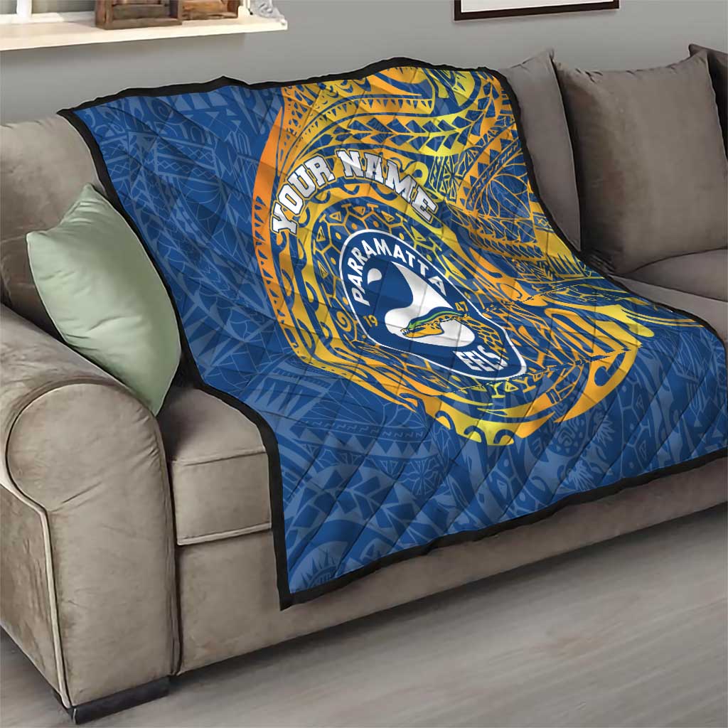 Personalized Parramatta Eels Quilt Polynesian Tribal Chest and Sleeve Tattoo