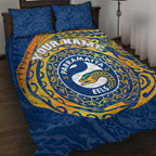 Personalized Parramatta Eels Quilt Bed Set Polynesian Tribal Chest and Sleeve Tattoo