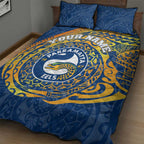 Personalized Parramatta Eels Quilt Bed Set Polynesian Tribal Chest and Sleeve Tattoo