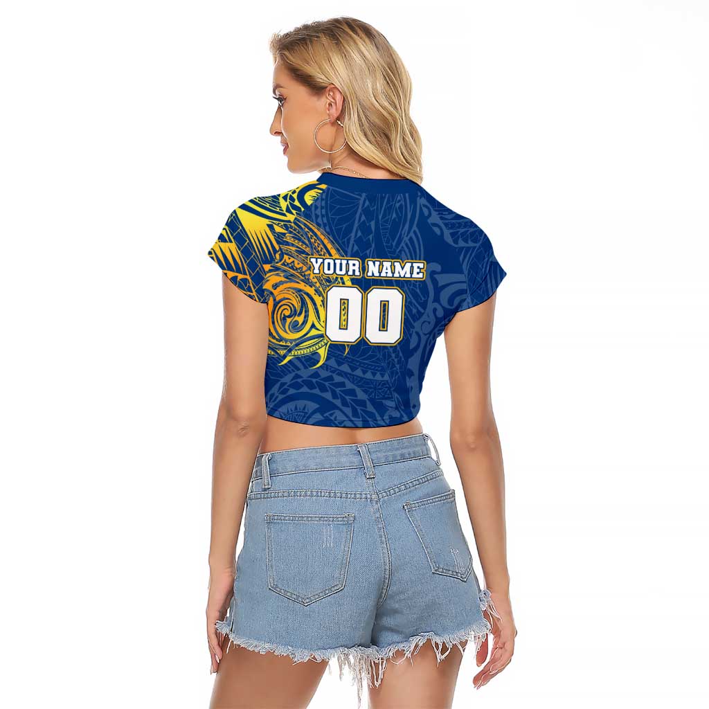 Personalized Parramatta Eels Raglan Cropped T Shirt Polynesian Tribal Chest and Sleeve Tattoo