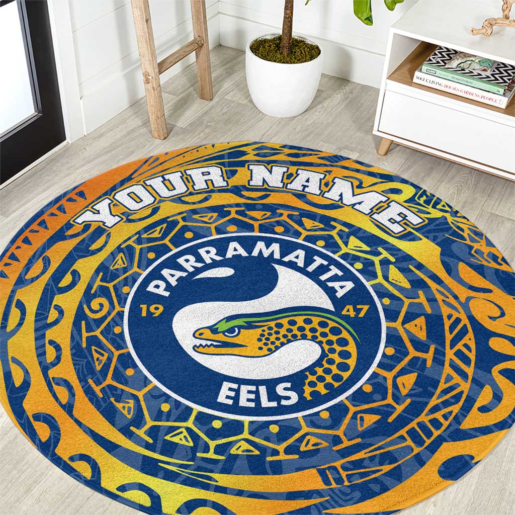 Personalized Parramatta Eels Round Carpet Polynesian Tribal Chest and Sleeve Tattoo