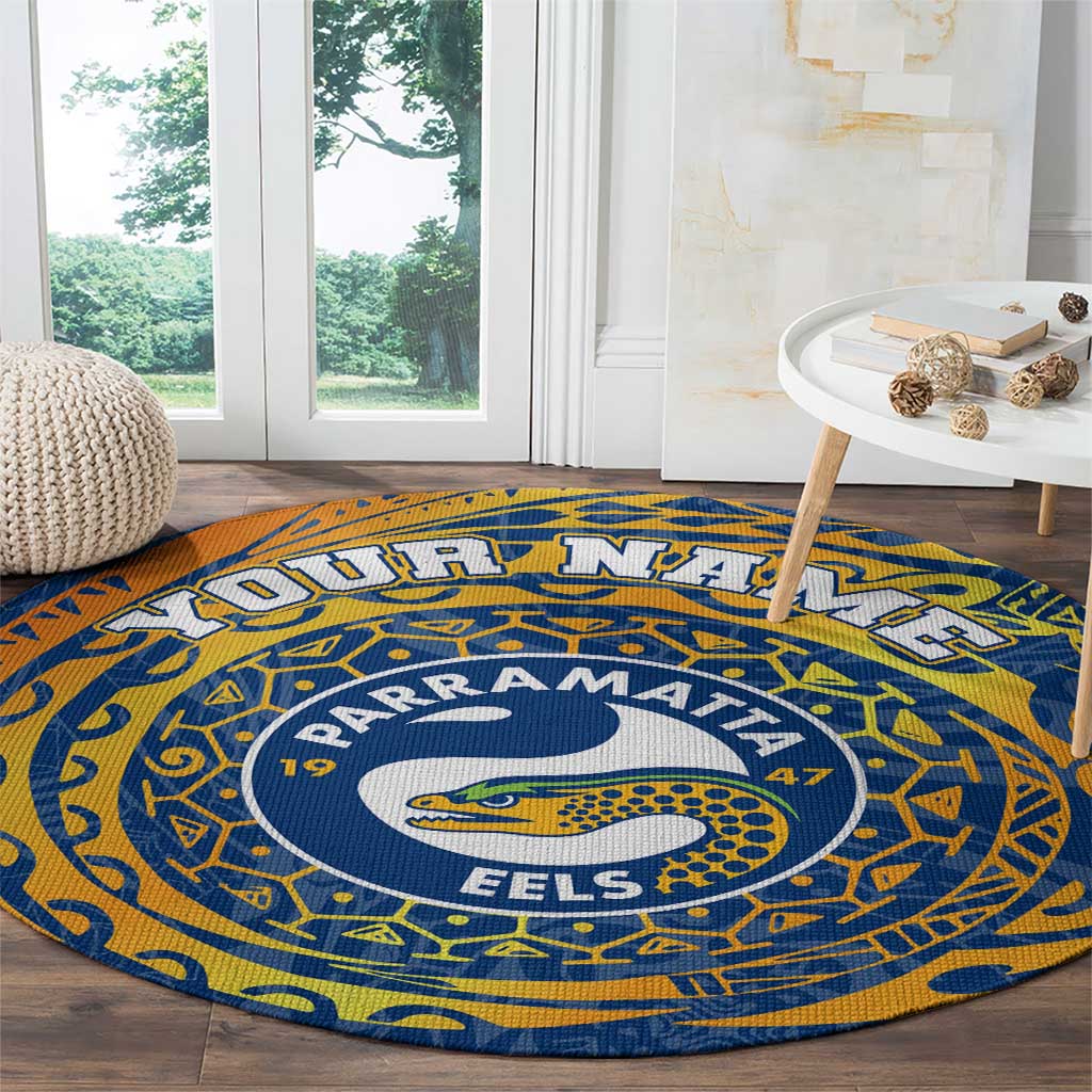 Personalized Parramatta Eels Round Carpet Polynesian Tribal Chest and Sleeve Tattoo