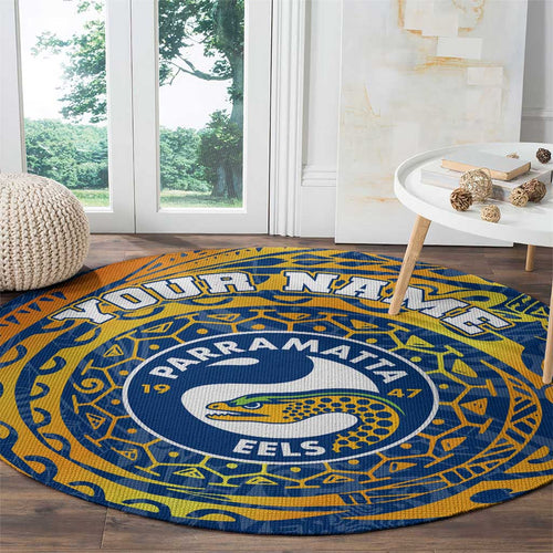 Personalized Parramatta Eels Round Carpet Polynesian Tribal Chest and Sleeve Tattoo
