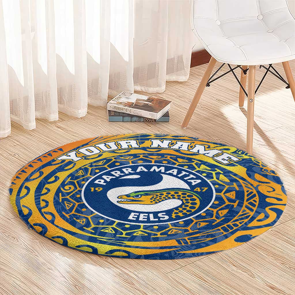 Personalized Parramatta Eels Round Carpet Polynesian Tribal Chest and Sleeve Tattoo