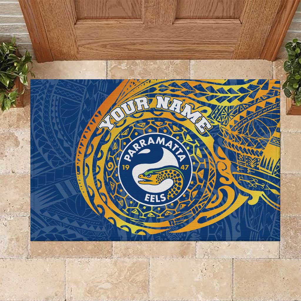 Personalized Parramatta Eels Rubber Doormat Polynesian Tribal Chest and Sleeve Tattoo