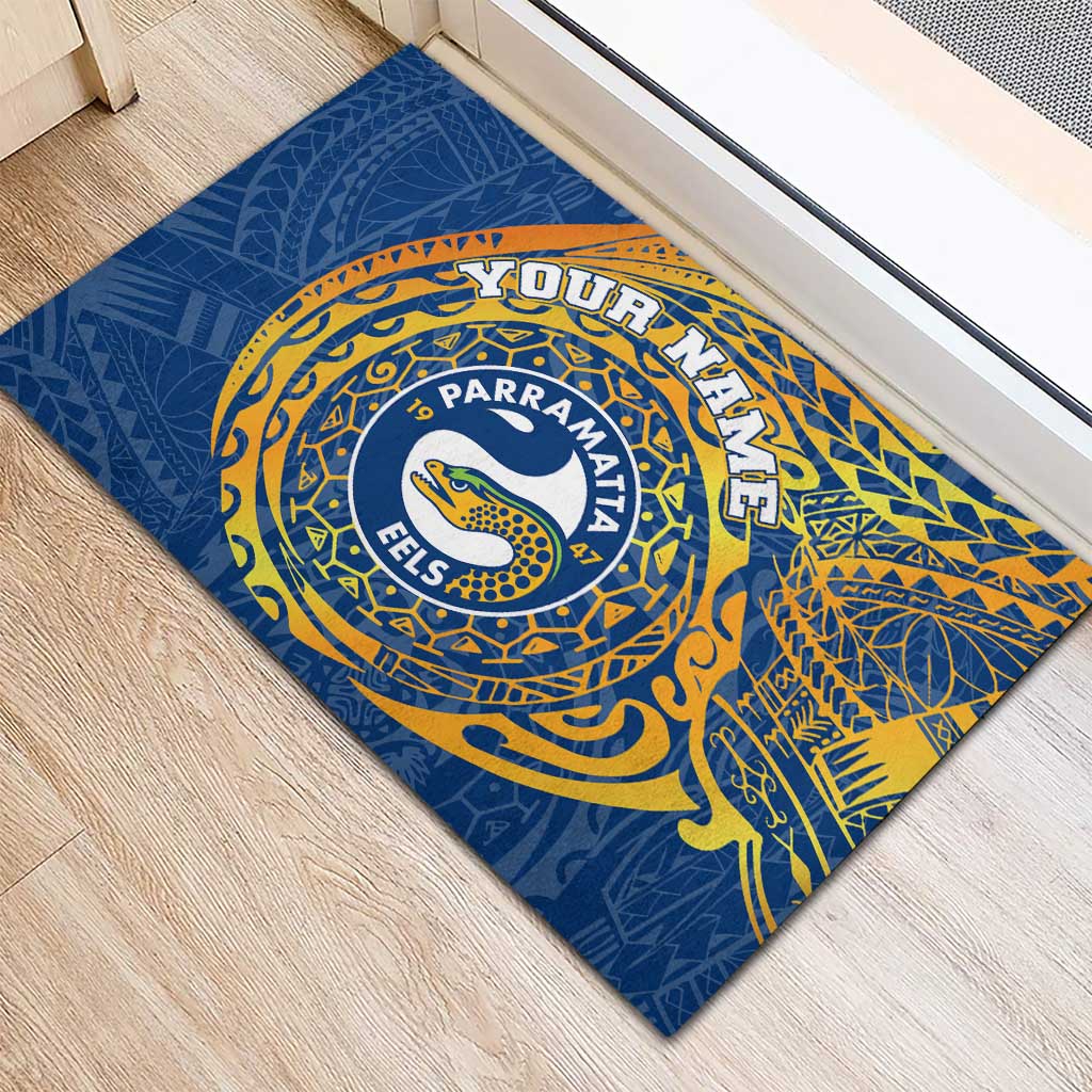 Personalized Parramatta Eels Rubber Doormat Polynesian Tribal Chest and Sleeve Tattoo