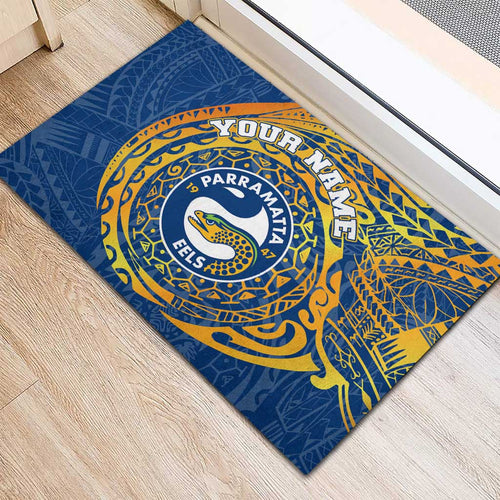 Personalized Parramatta Eels Rubber Doormat Polynesian Tribal Chest and Sleeve Tattoo