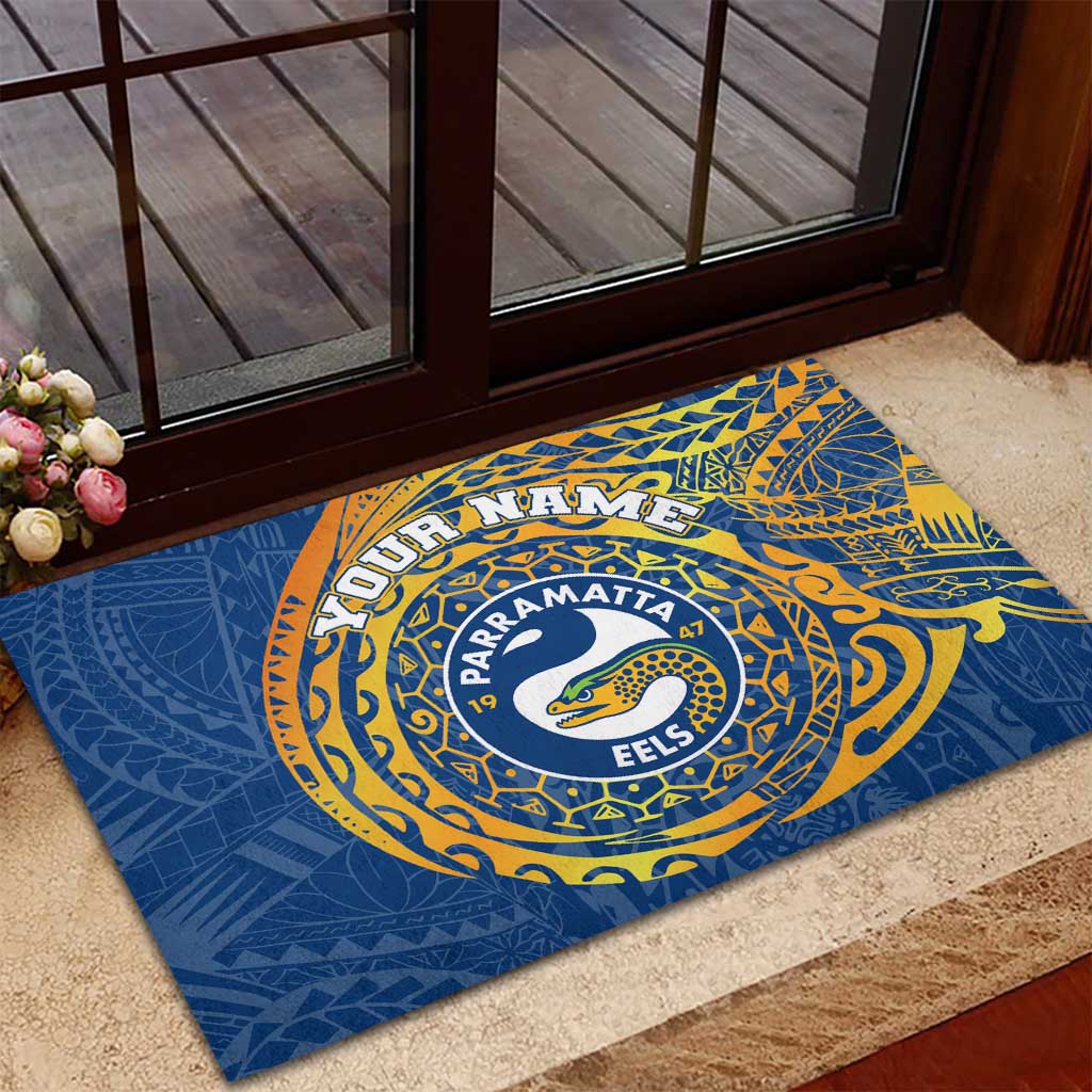 Personalized Parramatta Eels Rubber Doormat Polynesian Tribal Chest and Sleeve Tattoo