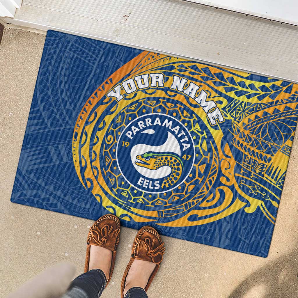 Personalized Parramatta Eels Rubber Doormat Polynesian Tribal Chest and Sleeve Tattoo