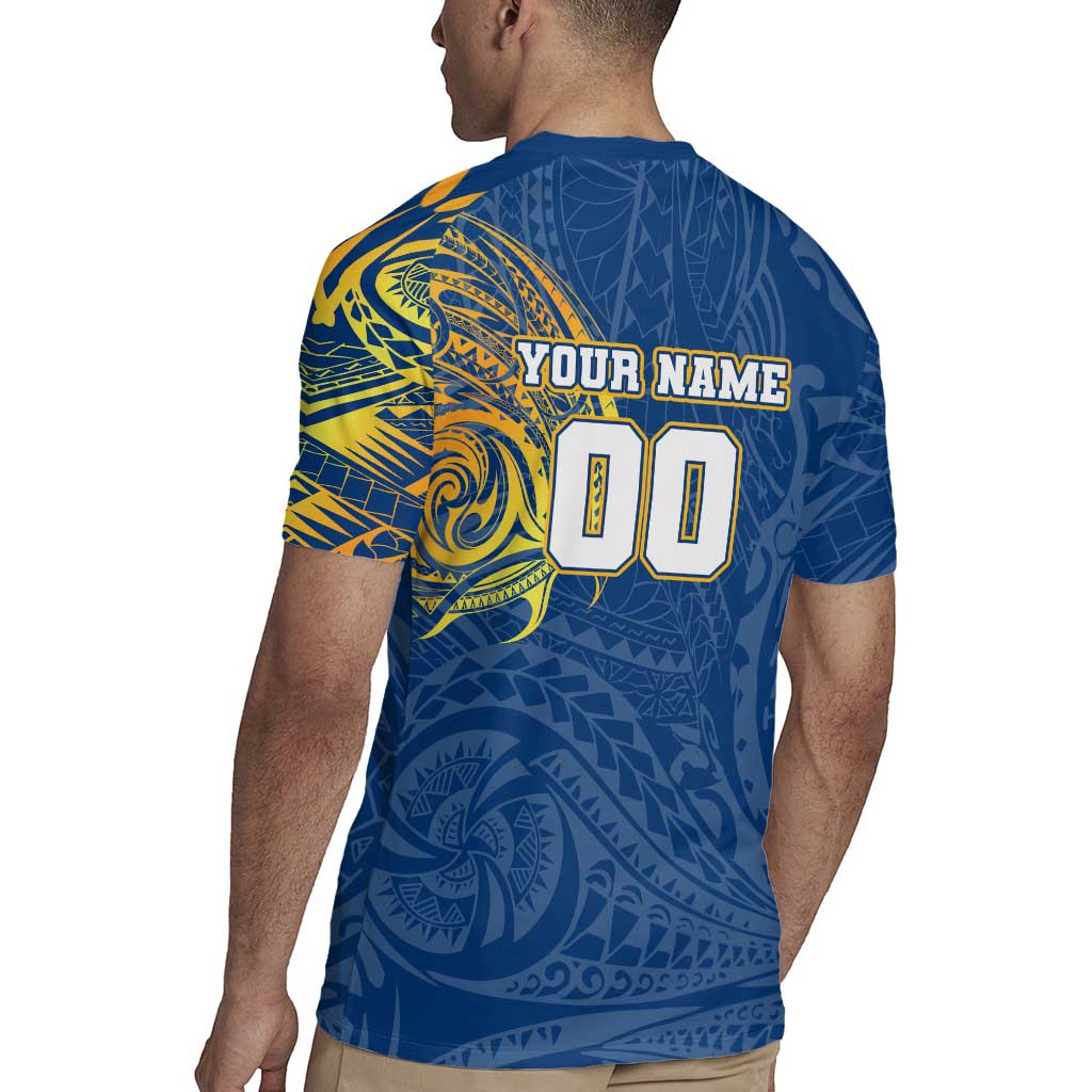 Personalized Parramatta Eels Rugby Jersey Polynesian Tribal Chest and Sleeve Tattoo