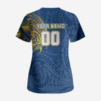 Personalized Parramatta Eels Scrub Top Polynesian Tribal Chest and Sleeve Tattoo