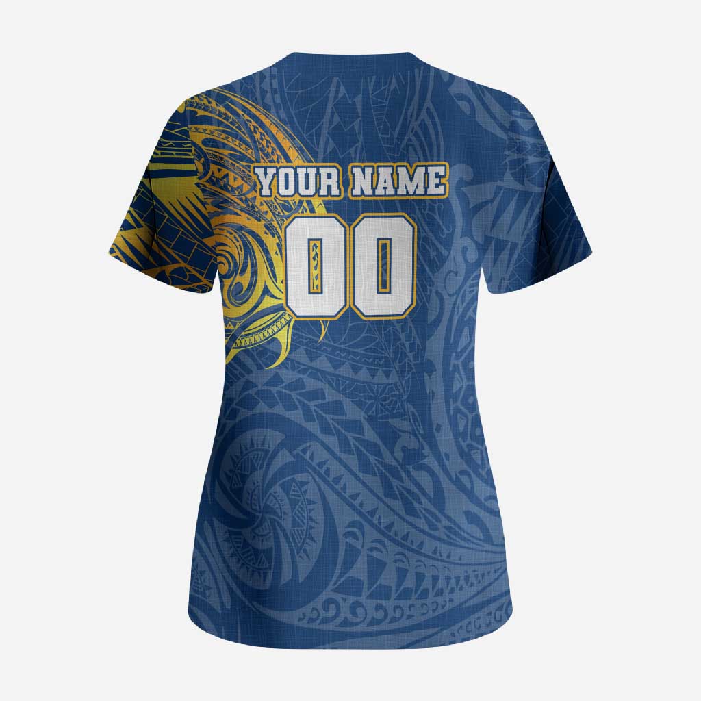 Personalized Parramatta Eels Scrub Top Polynesian Tribal Chest and Sleeve Tattoo