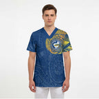 Personalized Parramatta Eels Scrub Top Polynesian Tribal Chest and Sleeve Tattoo