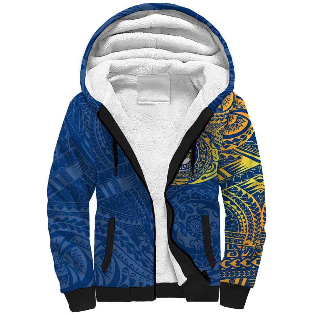 Personalized Parramatta Eels Sherpa Hoodie Polynesian Tribal Chest and Sleeve Tattoo