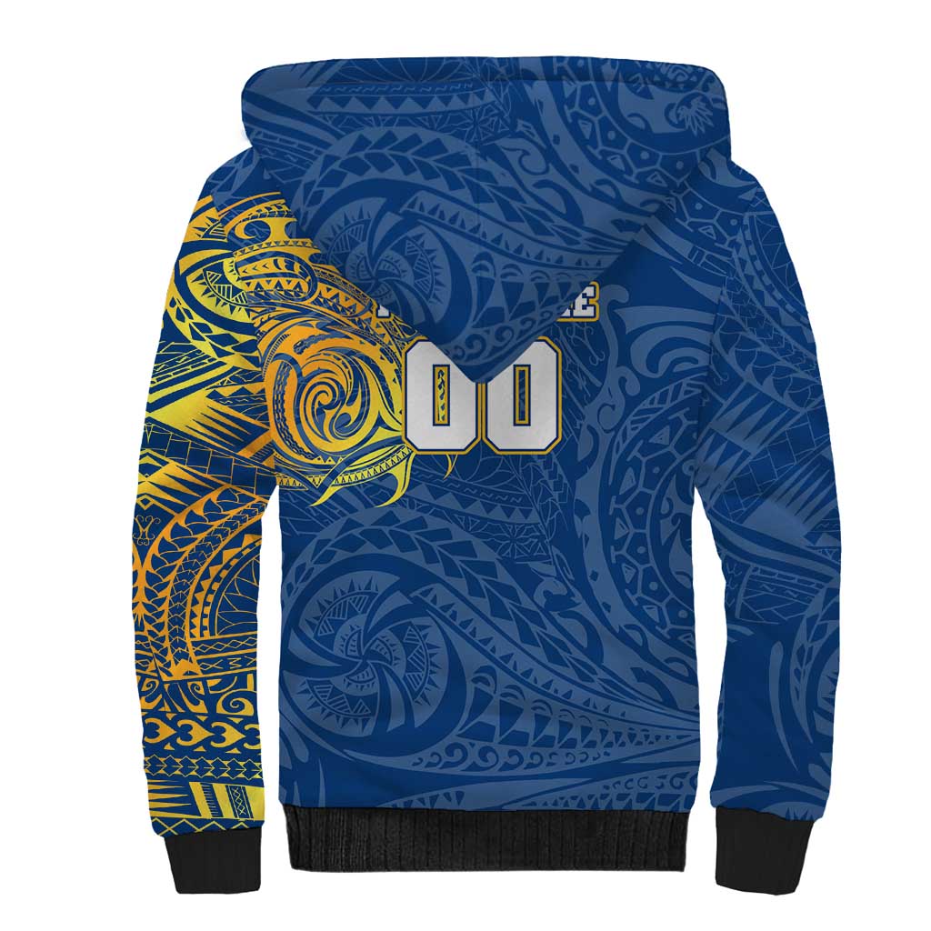 Personalized Parramatta Eels Sherpa Hoodie Polynesian Tribal Chest and Sleeve Tattoo