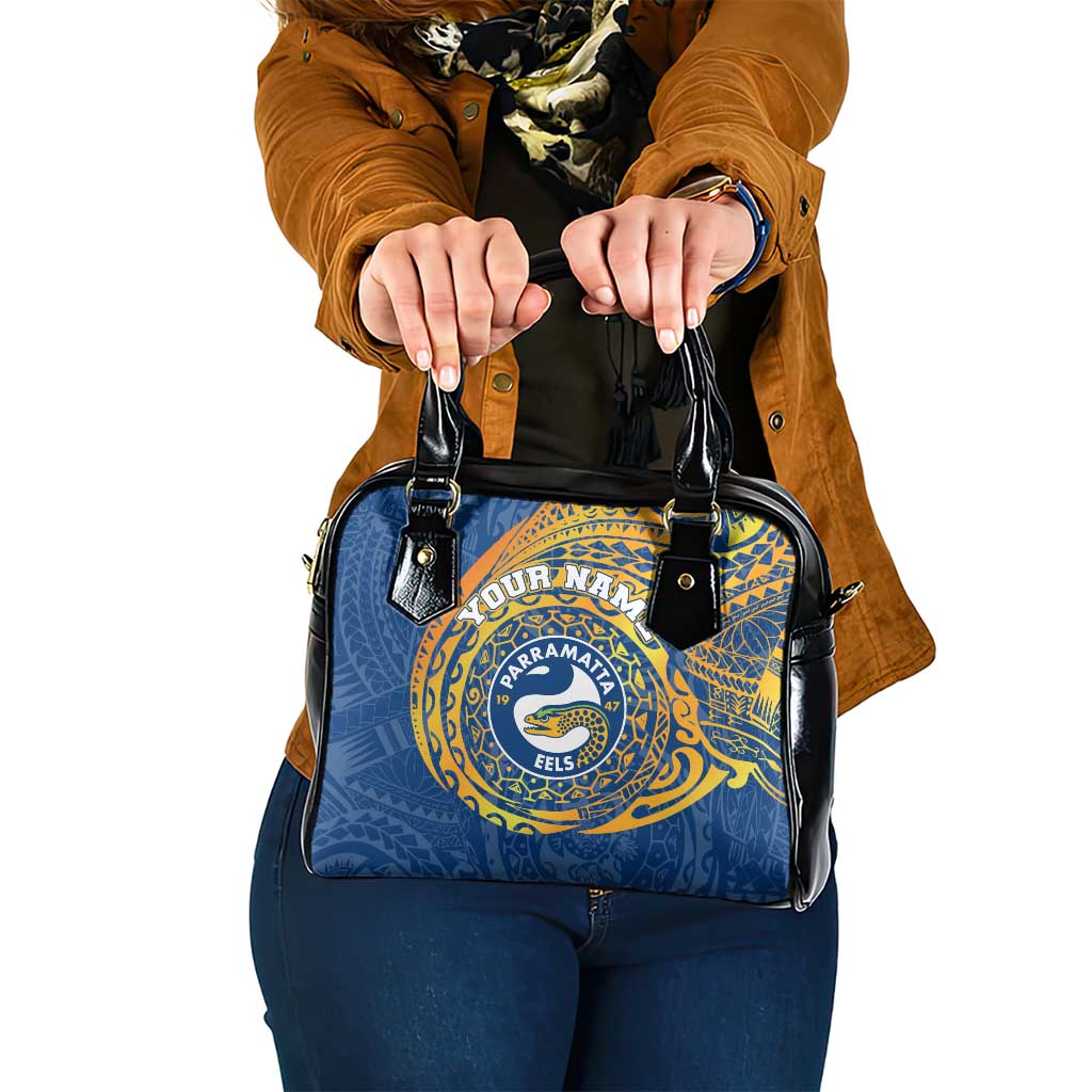 Personalized Parramatta Eels Shoulder Handbag Polynesian Tribal Chest and Sleeve Tattoo