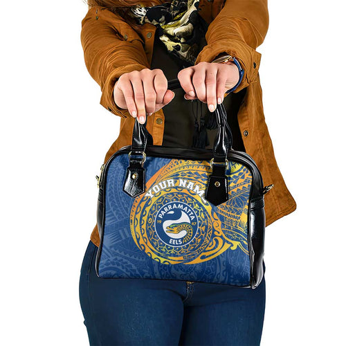 Personalized Parramatta Eels Shoulder Handbag Polynesian Tribal Chest and Sleeve Tattoo