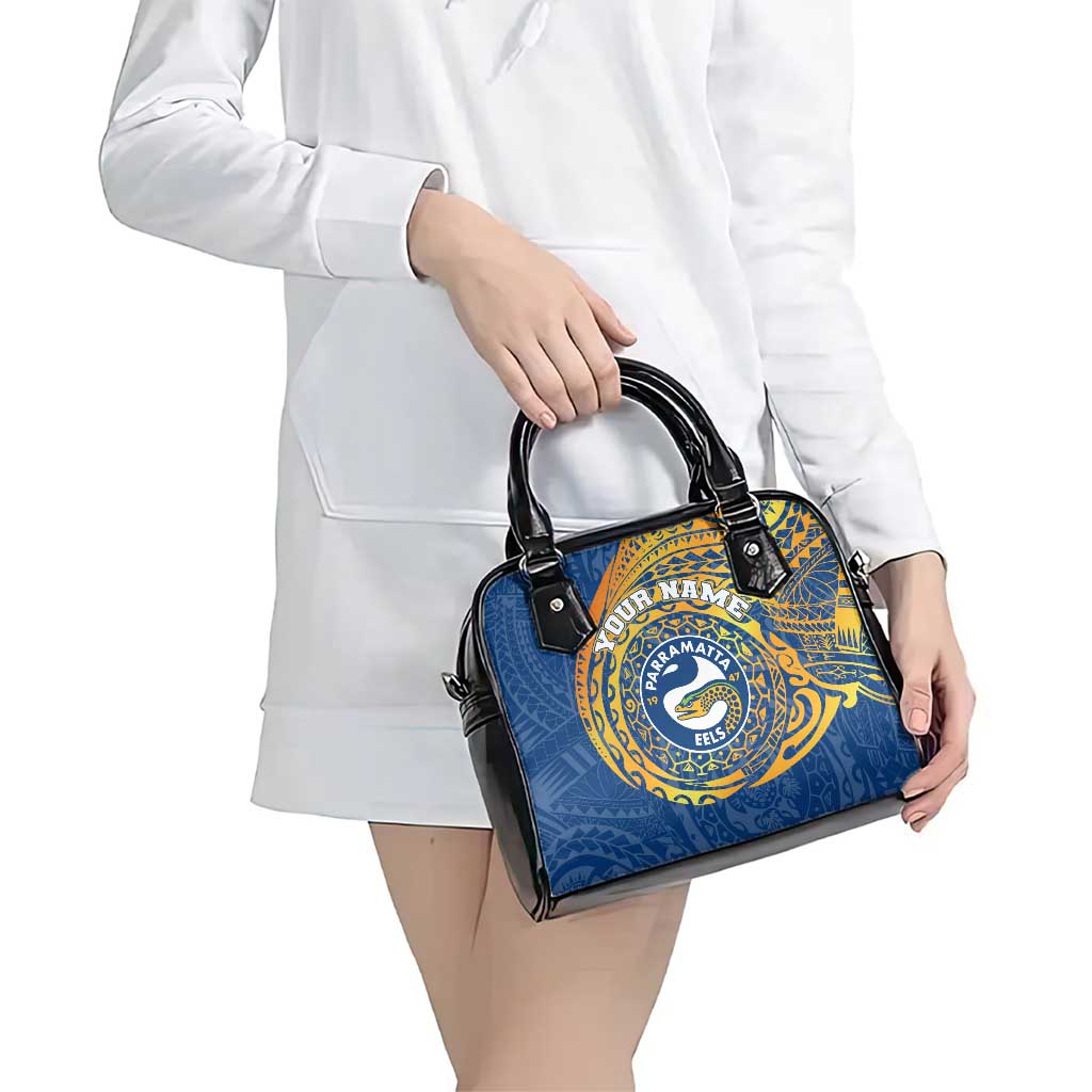 Personalized Parramatta Eels Shoulder Handbag Polynesian Tribal Chest and Sleeve Tattoo