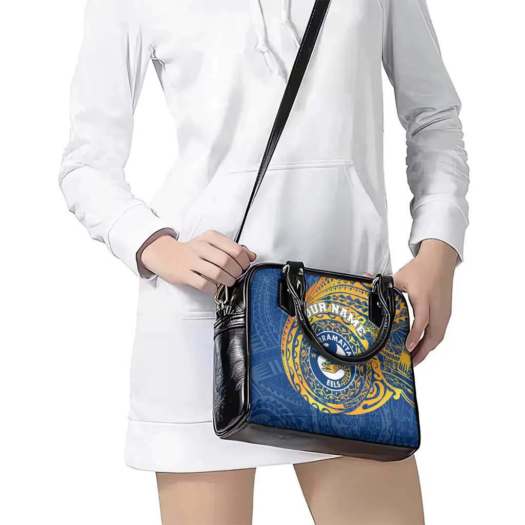 Personalized Parramatta Eels Shoulder Handbag Polynesian Tribal Chest and Sleeve Tattoo