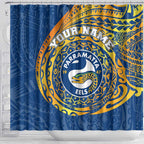 Personalized Parramatta Eels Shower Curtain Polynesian Tribal Chest and Sleeve Tattoo