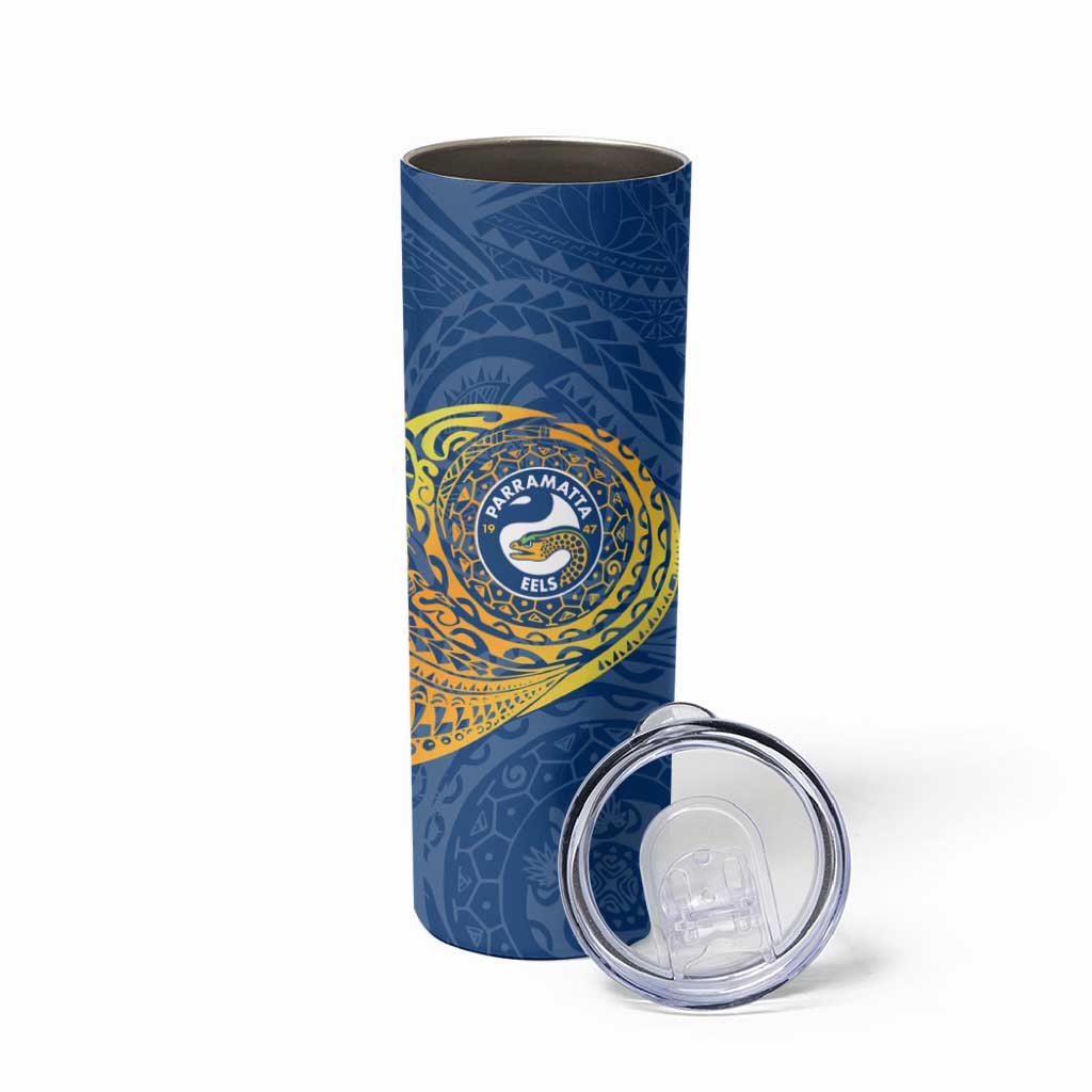 Personalized Parramatta Eels Skinny Tumbler Polynesian Tribal Chest and Sleeve Tattoo