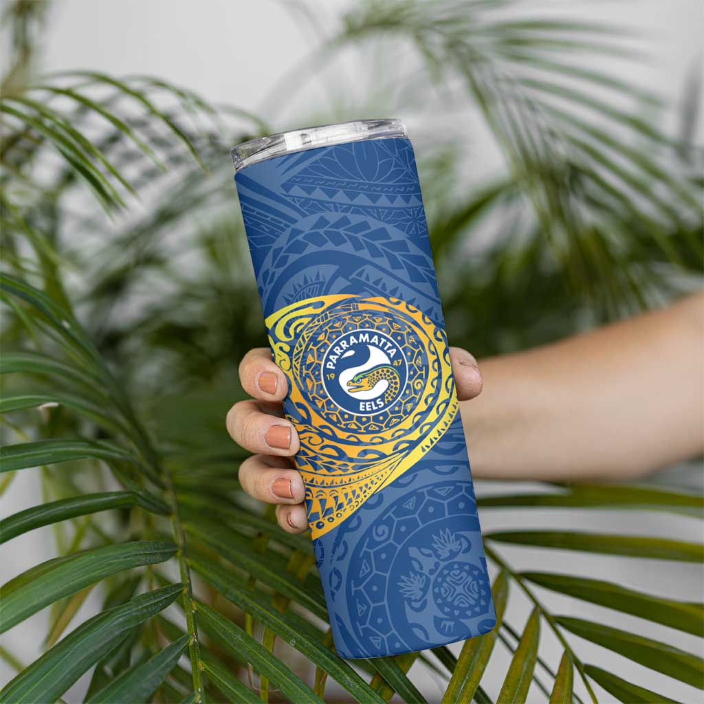 Personalized Parramatta Eels Skinny Tumbler Polynesian Tribal Chest and Sleeve Tattoo