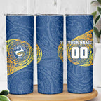Personalized Parramatta Eels Skinny Tumbler Polynesian Tribal Chest and Sleeve Tattoo