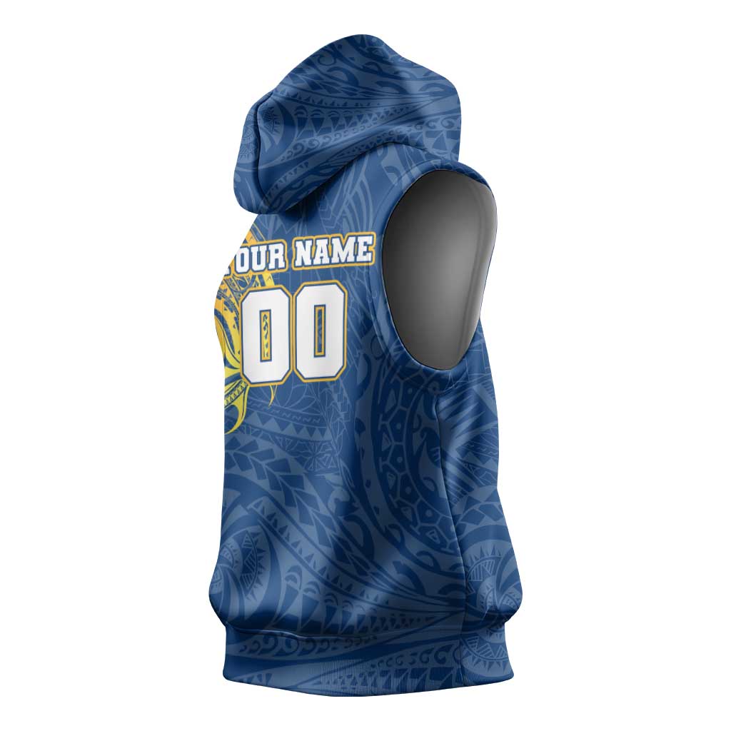 Personalized Parramatta Eels Sleeveless Hoodie Polynesian Tribal Chest and Sleeve Tattoo