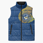 Personalized Parramatta Eels Sleeveless Puffer Jacket Polynesian Tribal Chest and Sleeve Tattoo