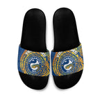 Personalized Parramatta Eels Slide Sandals Polynesian Tribal Chest and Sleeve Tattoo