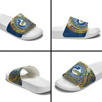 Personalized Parramatta Eels Slide Sandals Polynesian Tribal Chest and Sleeve Tattoo