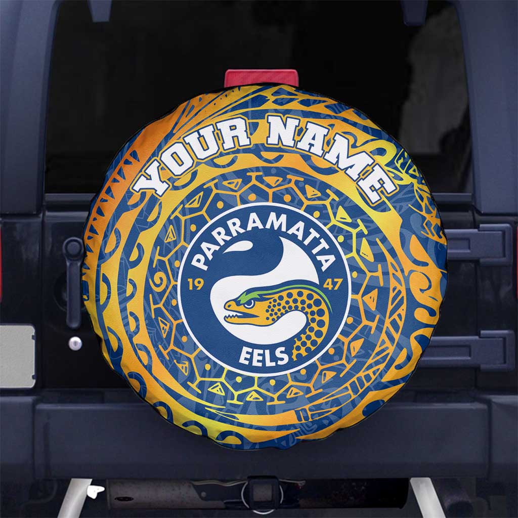 Personalized Parramatta Eels Spare Tire Cover Polynesian Tribal Chest and Sleeve Tattoo