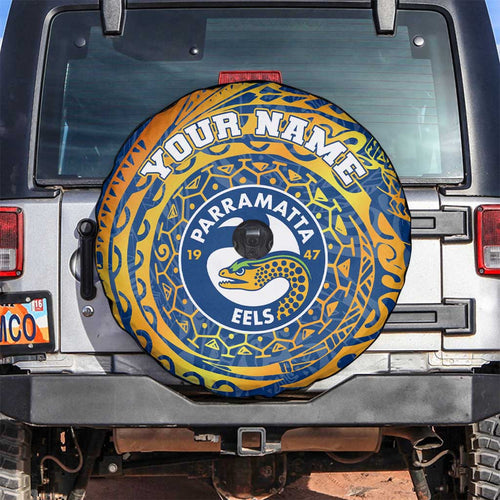 Personalized Parramatta Eels Spare Tire Cover Polynesian Tribal Chest and Sleeve Tattoo
