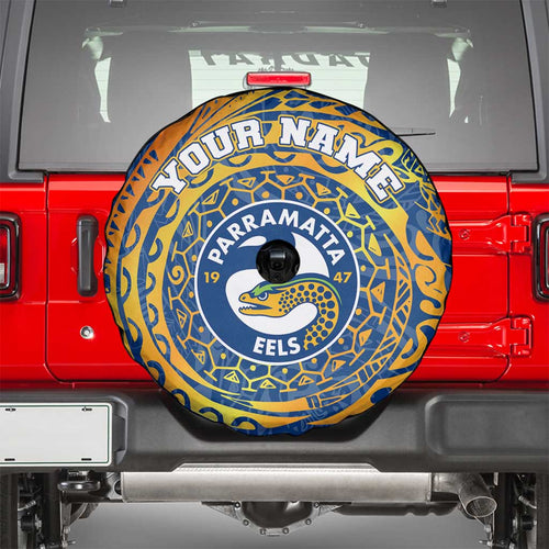 Personalized Parramatta Eels Spare Tire Cover Polynesian Tribal Chest and Sleeve Tattoo