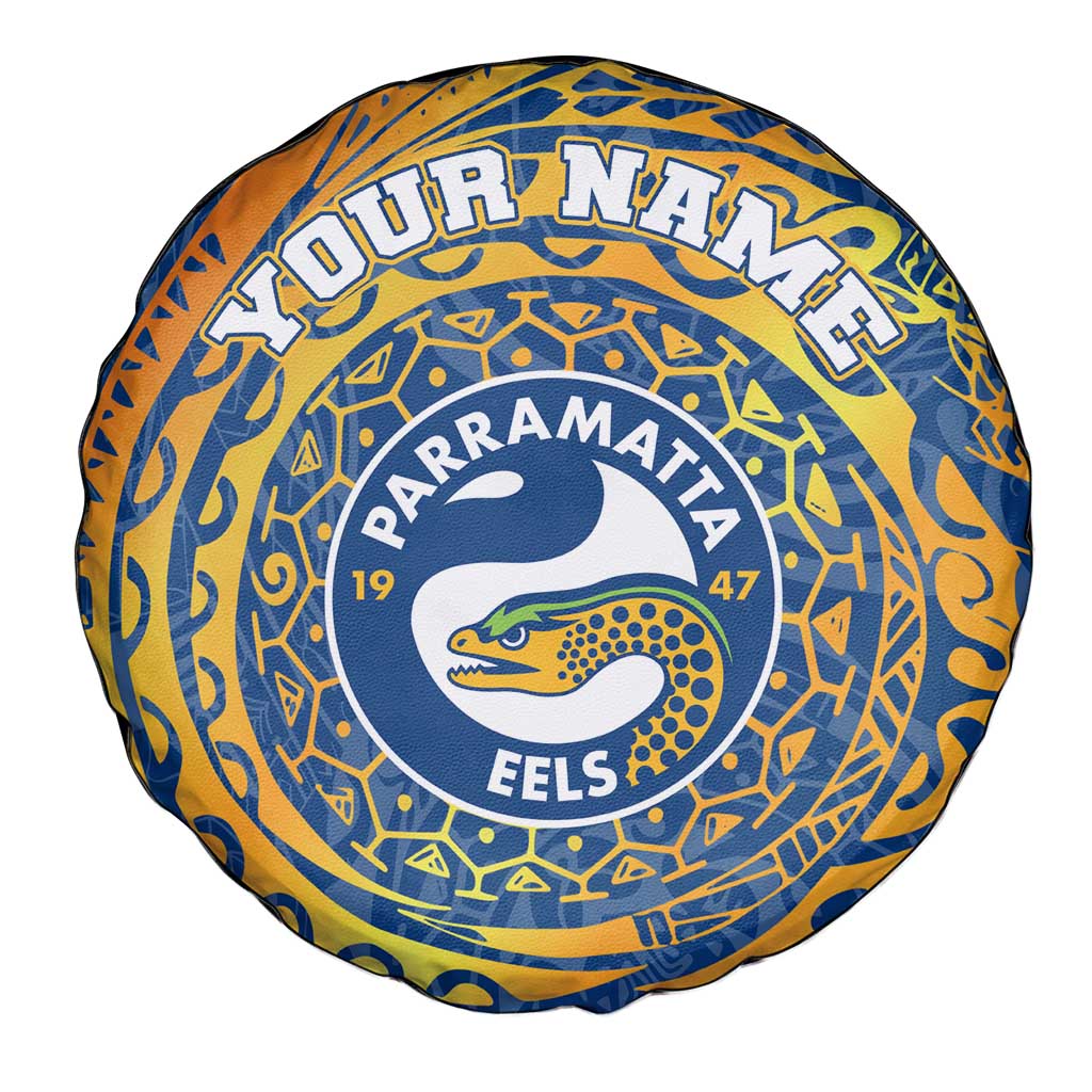 Personalized Parramatta Eels Spare Tire Cover Polynesian Tribal Chest and Sleeve Tattoo