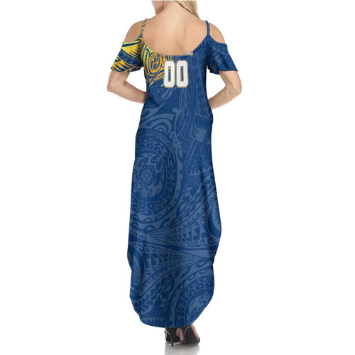 Personalized Parramatta Eels Summer Maxi Dress Polynesian Tribal Chest and Sleeve Tattoo