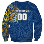 Personalized Parramatta Eels Sweatshirt Polynesian Tribal Chest and Sleeve Tattoo
